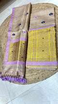 Pure Toss Mekhela Sador – Beige with Lavender border and golden pallu, full set view