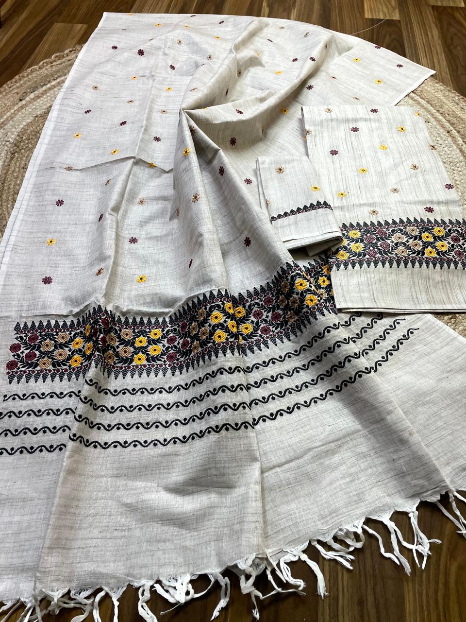 Khadi Soft Ghisa Jura Mekhela Sador - No Multi Border 