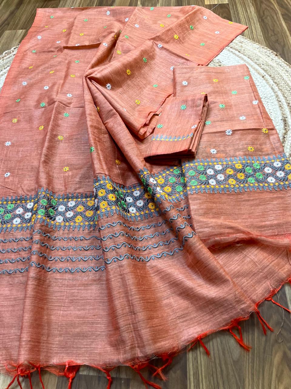 Semi Ghisa Jura Mekhela Sador - Yellow Green
