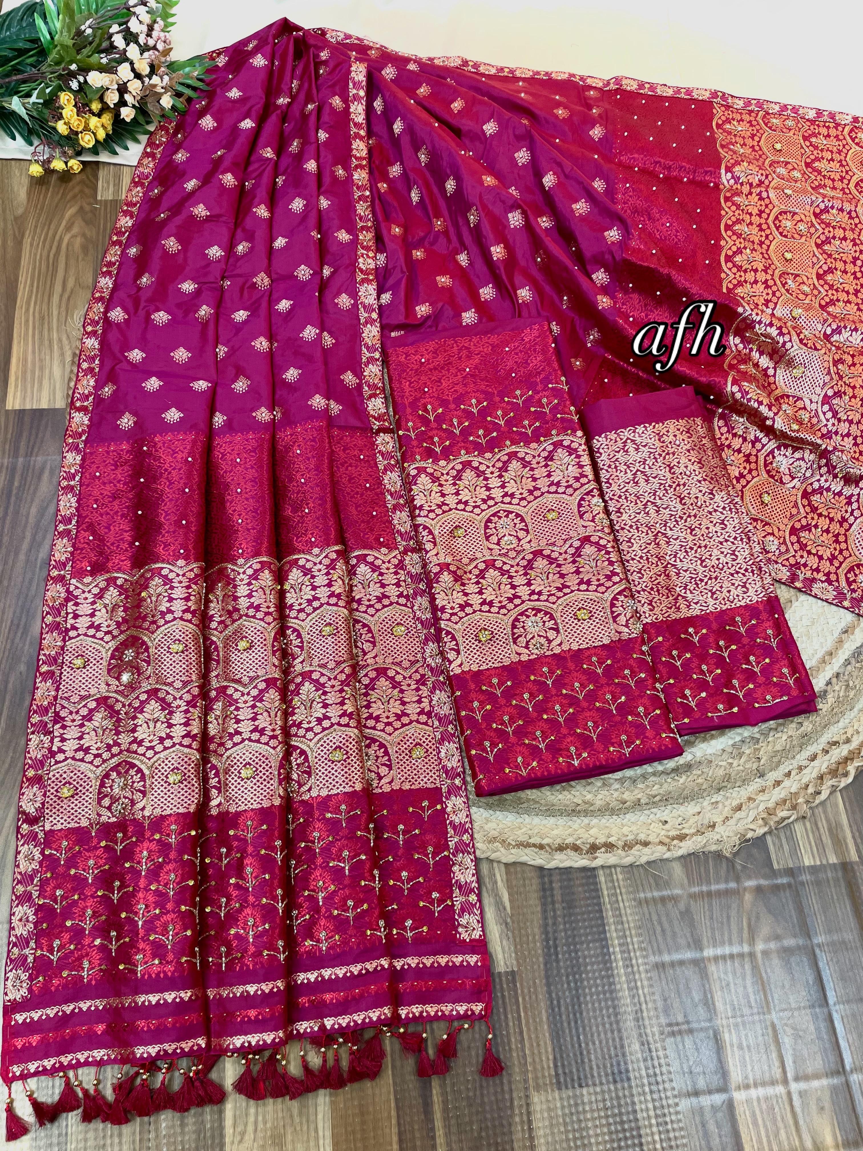 Royal Pair of Designer Pure Assam Silk Mekhela Sador