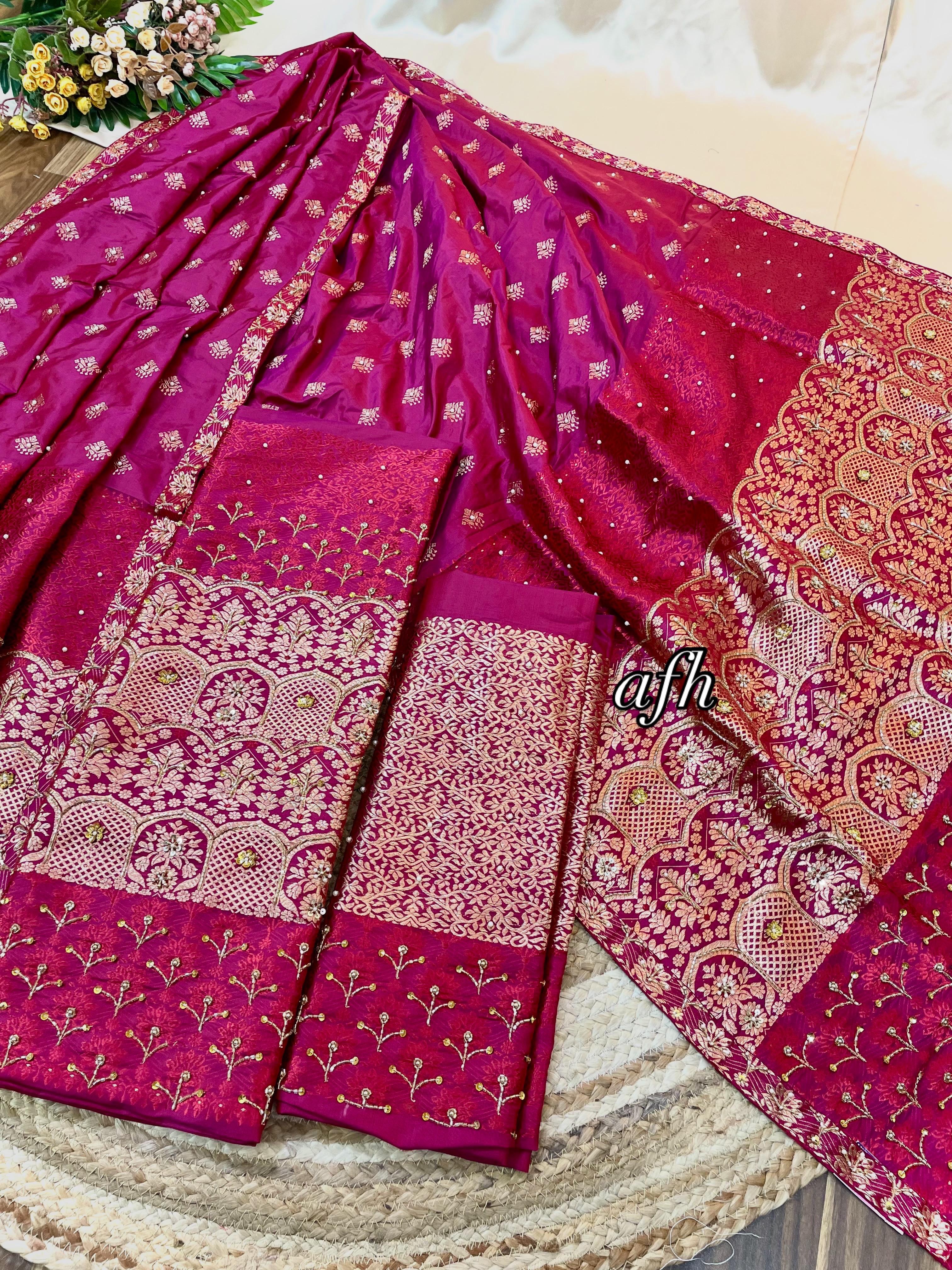 Royal Pair of Designer Pure Assam Silk Mekhela Sador